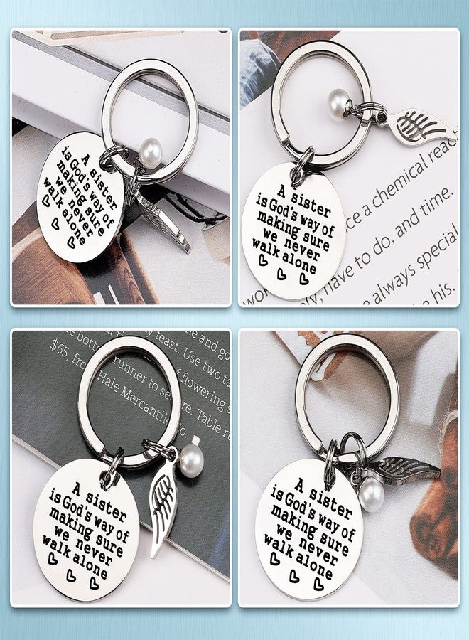 PLwelth Sisters Gift from Sister - A Sister is God’s Way of Making Sure We Never Walk Alone Sister Keychain Mother’s Day Gifts Funny Angle Charm Pendent for Her Birthday Christmas Jewelry - Image 3